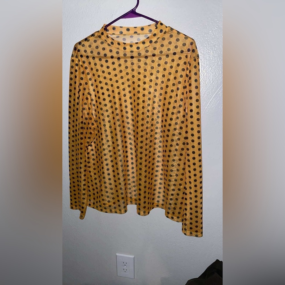 Yellow Polka Dot Sheer Blouse